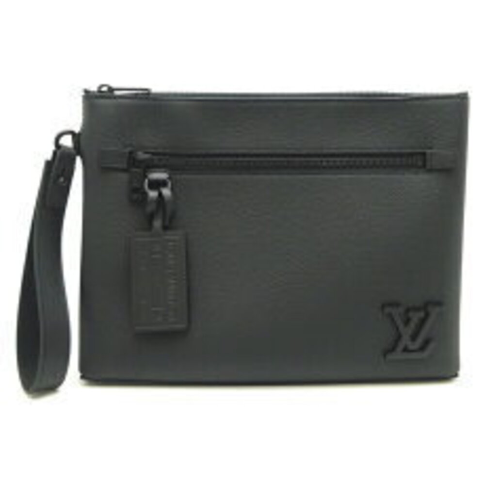 Louis Vuitton Pochette iPad Shoulder Bag Grained Leather Black
